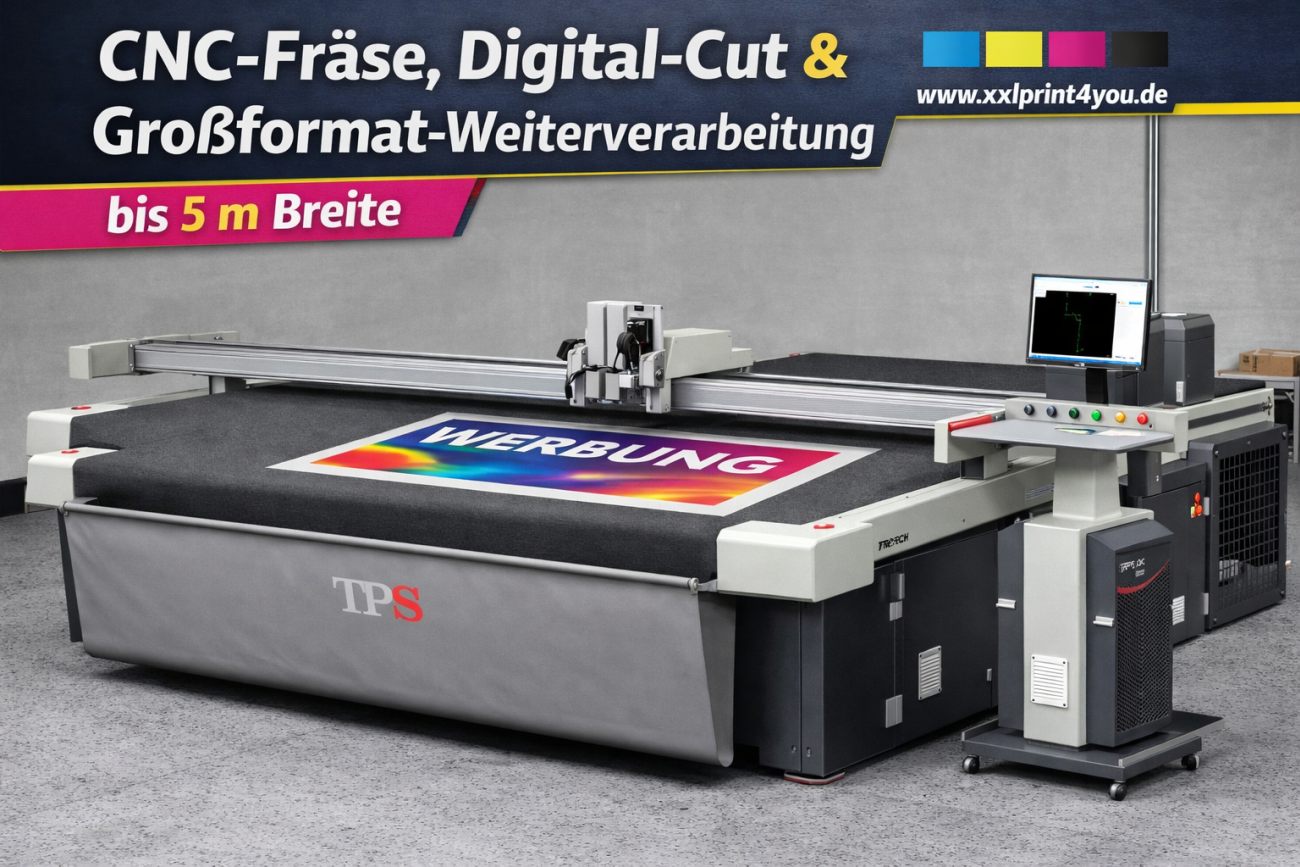 CNC-Fräse, Digital-Cut & Großformat-Weiterverarbeitung bis 5 m Breite